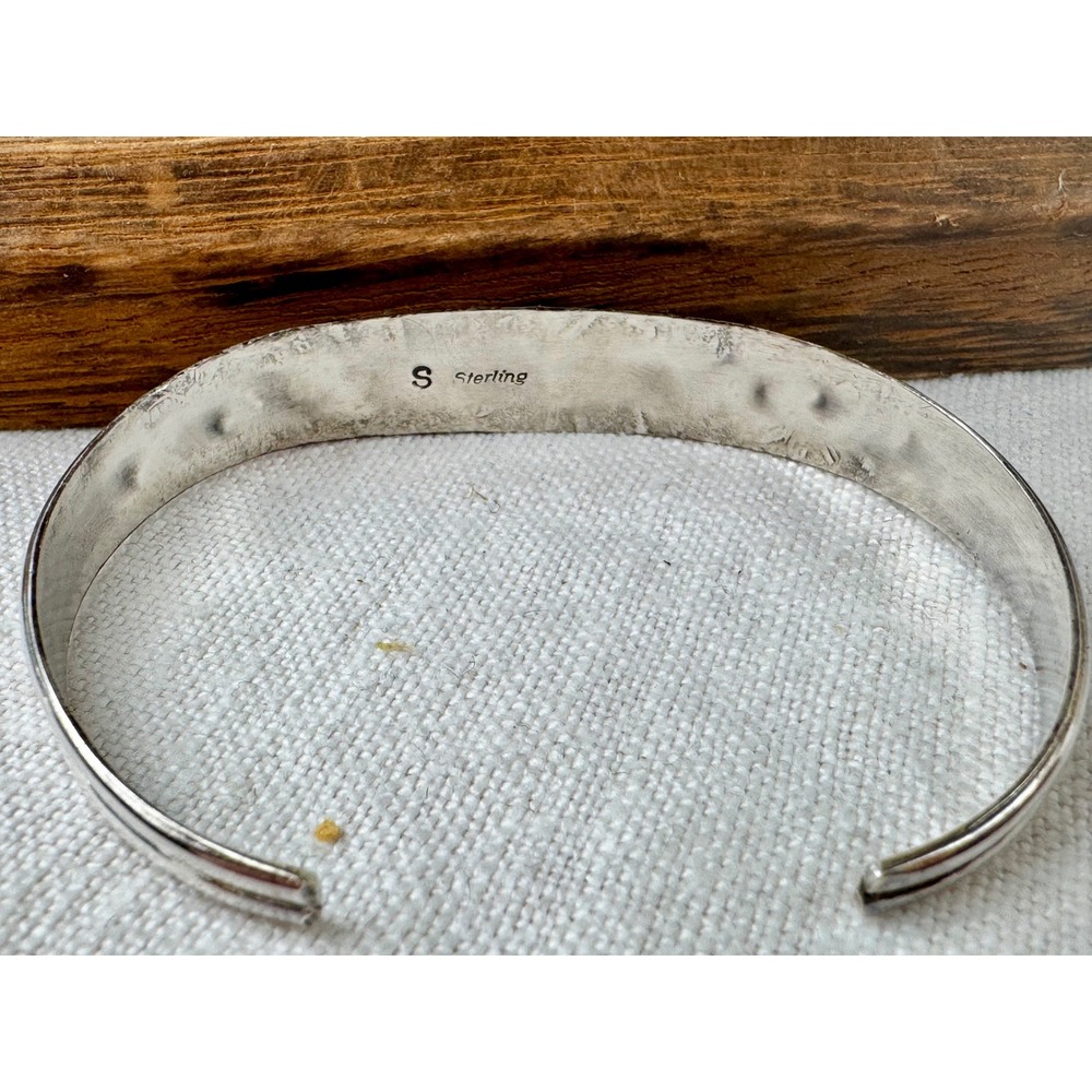 Southwestern Sterling Silver Red Coral Leaf Cuff Bracelet Stamped S Sterling - Picture 3 of 8